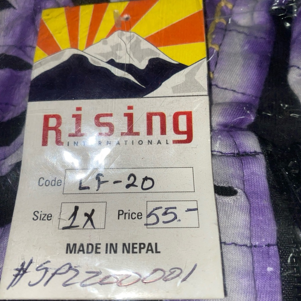 Rising International 100% Cotton Razor Hoodie. Purple tie dye front and full zip - Picture 9 of 9